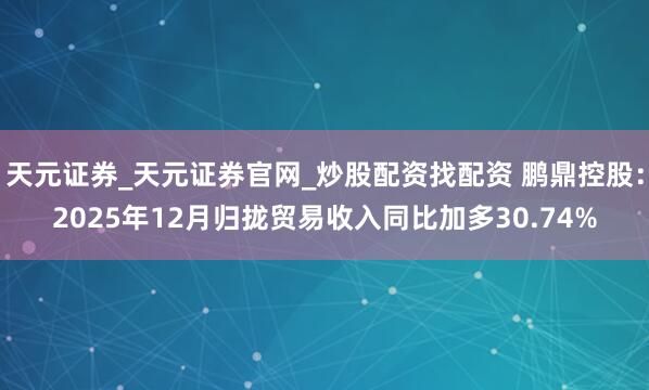 天元证券_天元证券官网_炒股配资找配资 鹏鼎控股：2025年12月归拢贸易收入同比加多30.74%